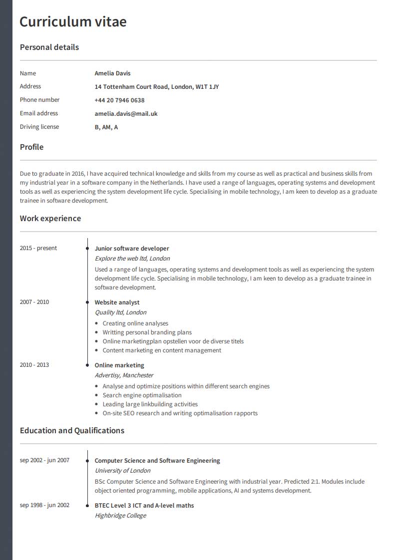 Eksempel på gratis CV Eksempel på gratis CV