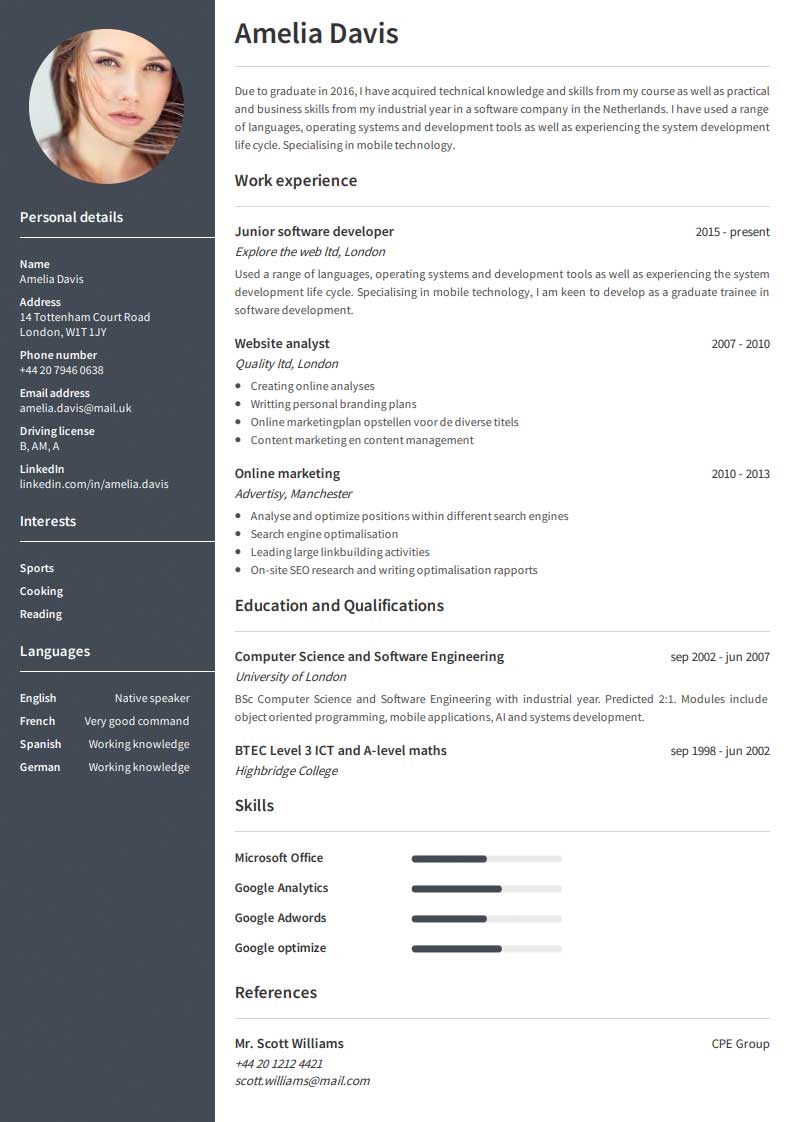 Eksempel på gratis CV Eksempel på gratis CV
