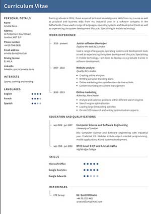 Eksempel på gratis CV