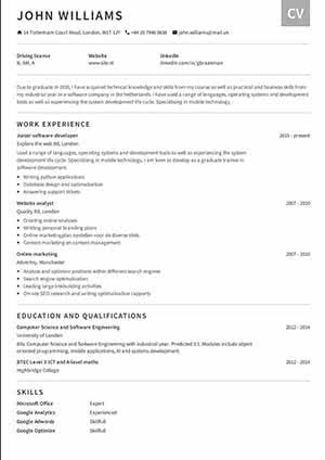 Eksempel på gratis CV