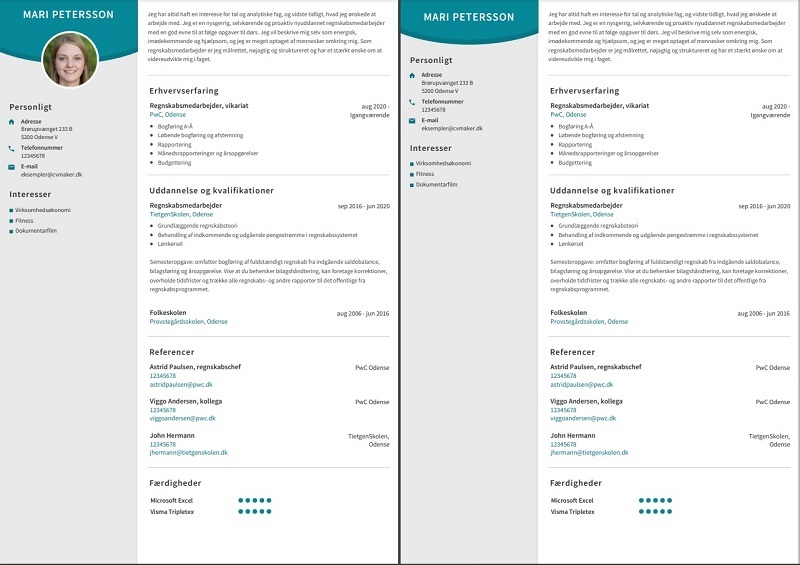 CV-skabelon tilpasser sig automatisk