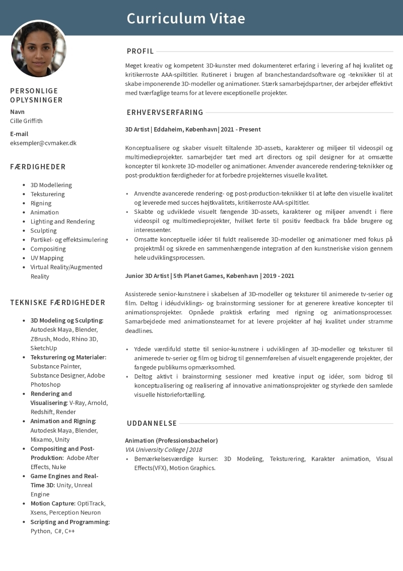 Eksempel på artist CV