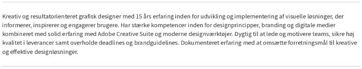 Personlig profil på et CV for grafisk designer Personlig profil på et CV for grafisk designer