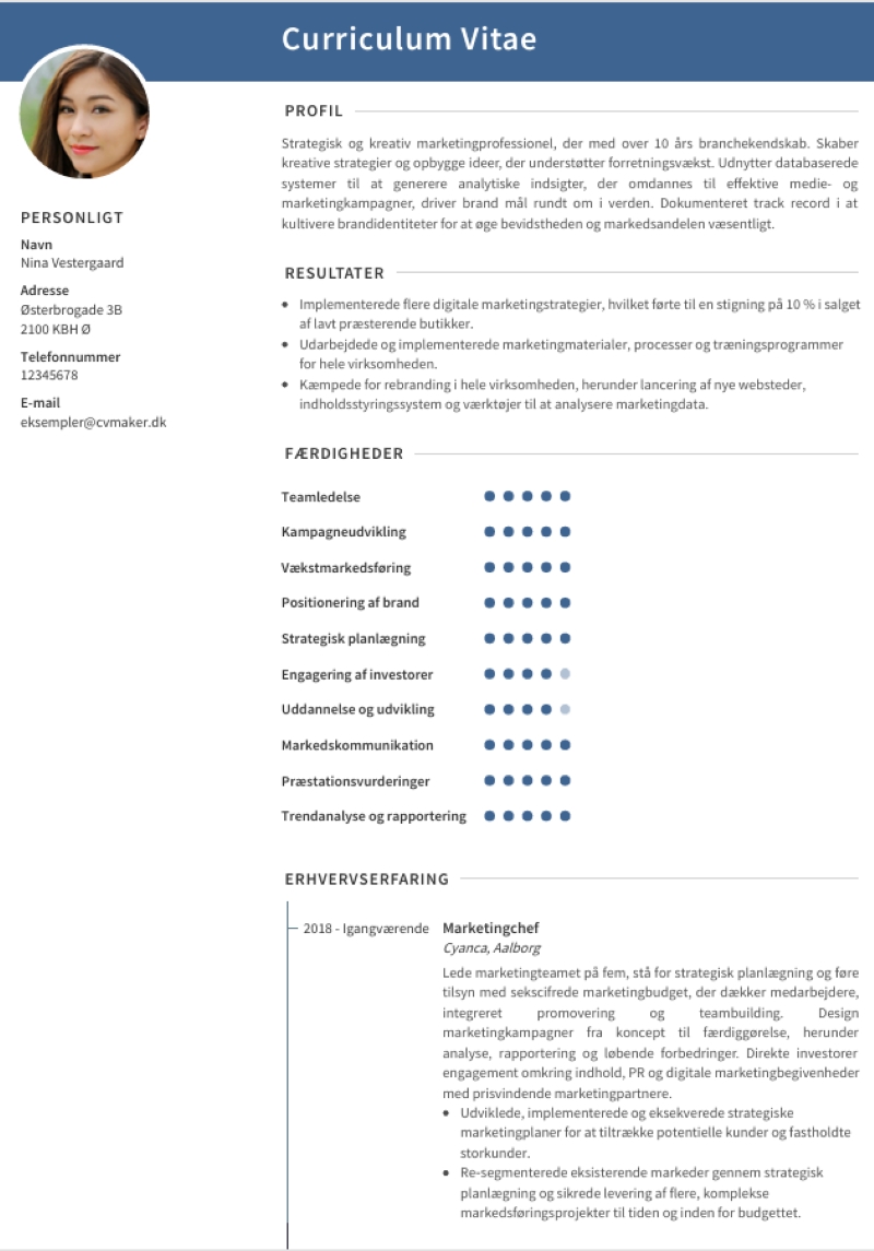 Kronologiske CV for marketing Kronologiske CV for marketing