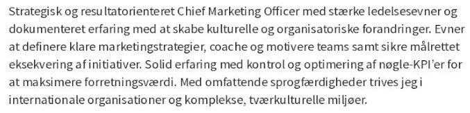 kompetencer CV personlige profil