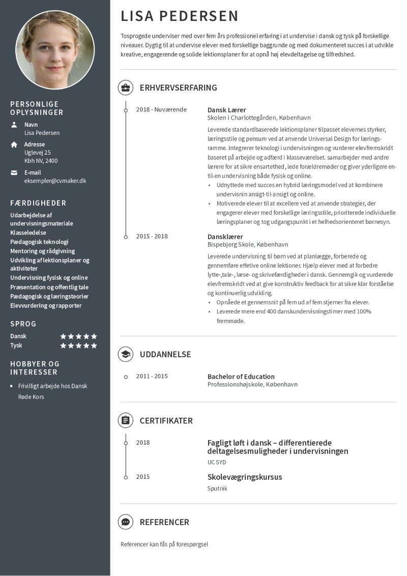 CV-eksempel lærer