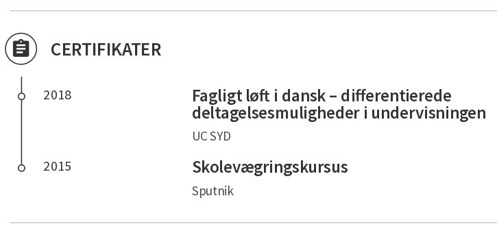 certifikater på et lærer CV