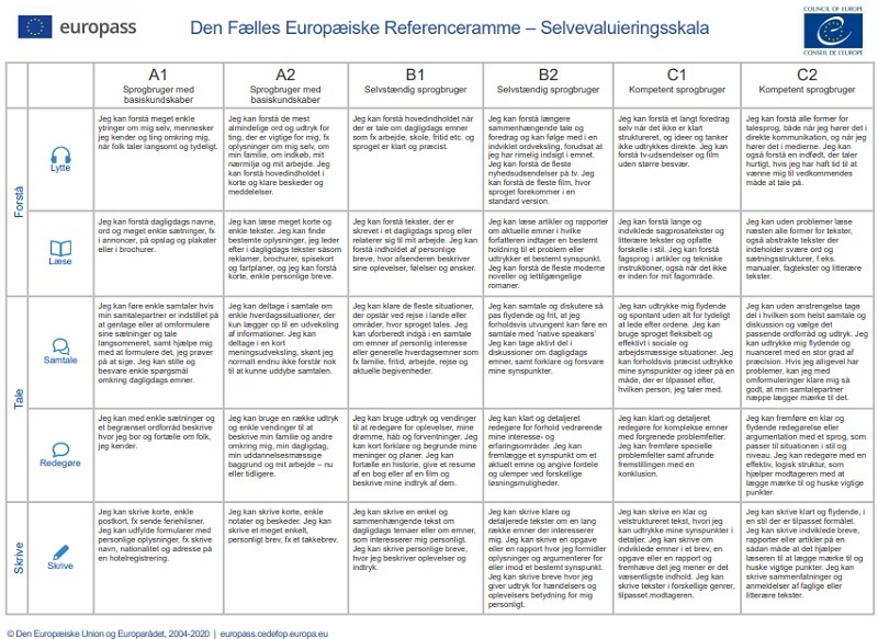 self assessment language skills